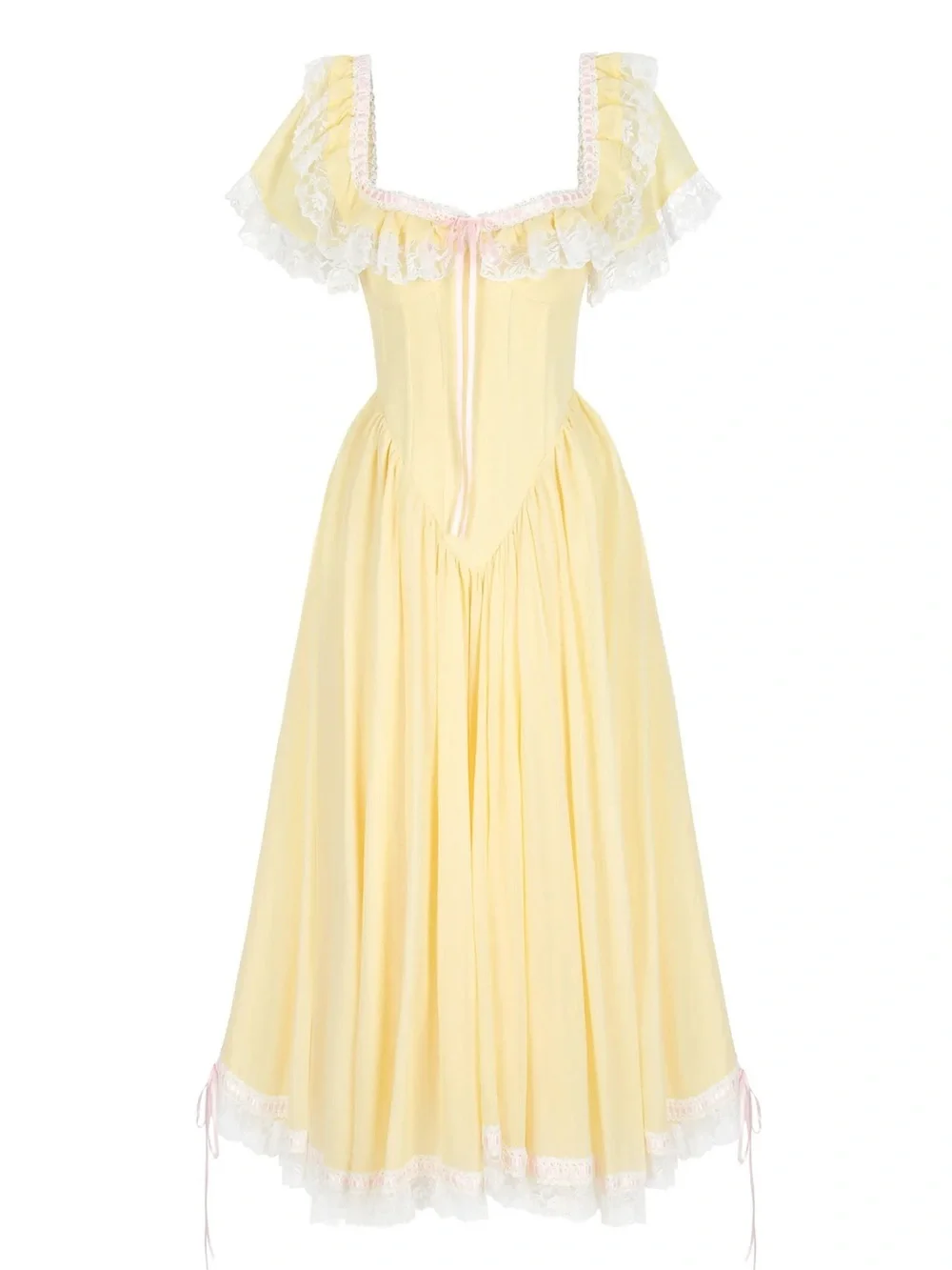 Selkie Custard Cupid Dress Small – Corset Back & Adjustable Bustle NWT - Picture 1 of 8
